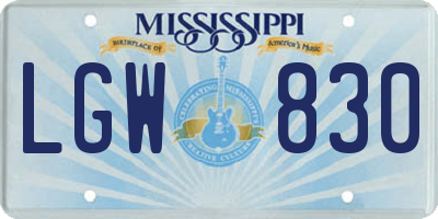 MS license plate LGW830