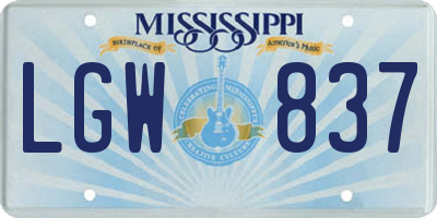 MS license plate LGW837