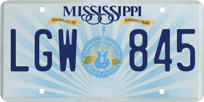 MS license plate LGW845