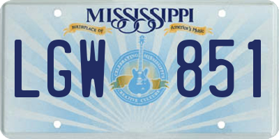 MS license plate LGW851