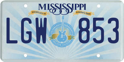 MS license plate LGW853
