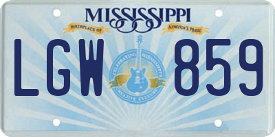 MS license plate LGW859
