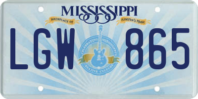 MS license plate LGW865