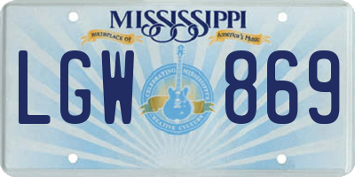 MS license plate LGW869
