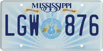 MS license plate LGW876