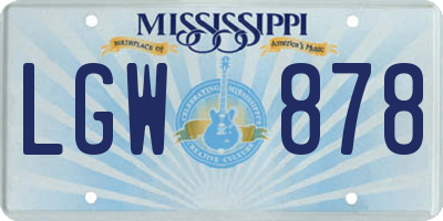 MS license plate LGW878