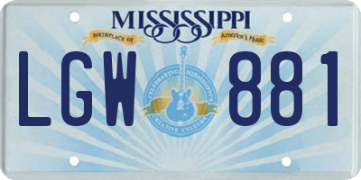 MS license plate LGW881
