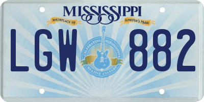 MS license plate LGW882