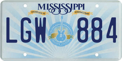MS license plate LGW884