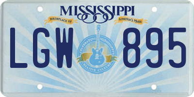 MS license plate LGW895