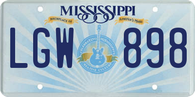 MS license plate LGW898