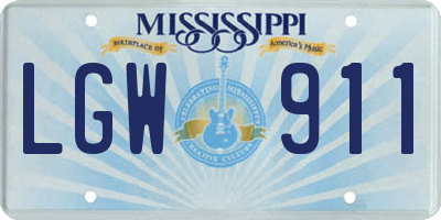 MS license plate LGW911