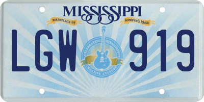 MS license plate LGW919