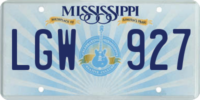MS license plate LGW927