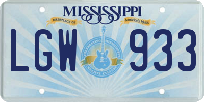 MS license plate LGW933