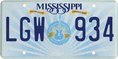 MS license plate LGW934