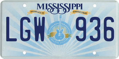 MS license plate LGW936