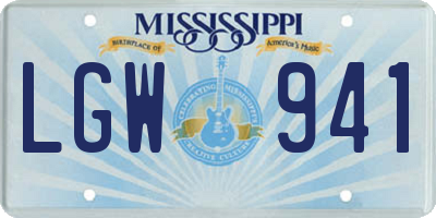 MS license plate LGW941