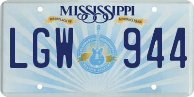 MS license plate LGW944