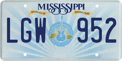 MS license plate LGW952