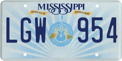 MS license plate LGW954