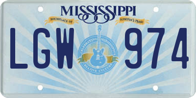 MS license plate LGW974