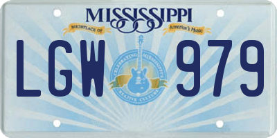 MS license plate LGW979