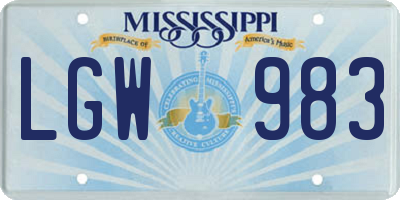 MS license plate LGW983