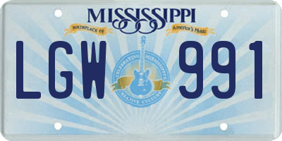 MS license plate LGW991