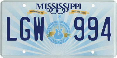 MS license plate LGW994