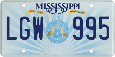 MS license plate LGW995