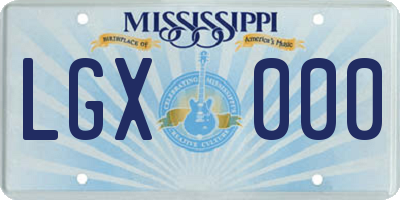MS license plate LGX000