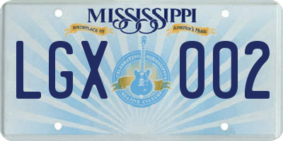 MS license plate LGX002