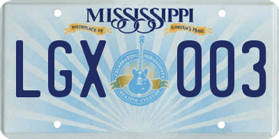 MS license plate LGX003