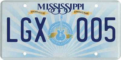 MS license plate LGX005