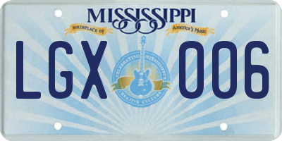 MS license plate LGX006