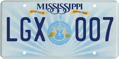 MS license plate LGX007
