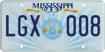 MS license plate LGX008