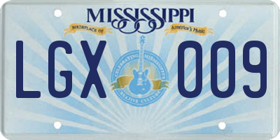 MS license plate LGX009
