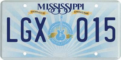 MS license plate LGX015