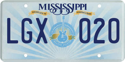 MS license plate LGX020
