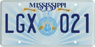 MS license plate LGX021