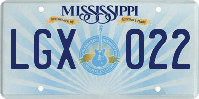 MS license plate LGX022