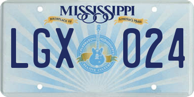 MS license plate LGX024