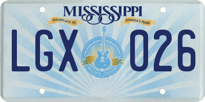 MS license plate LGX026