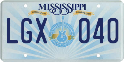 MS license plate LGX040