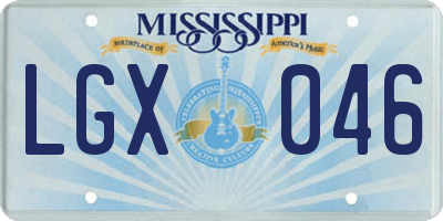 MS license plate LGX046