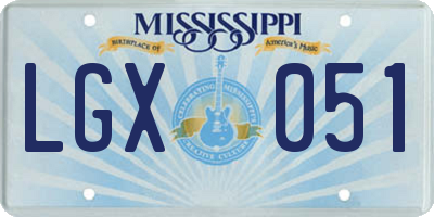 MS license plate LGX051