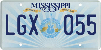 MS license plate LGX055