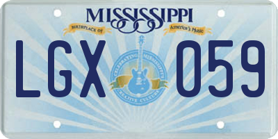 MS license plate LGX059